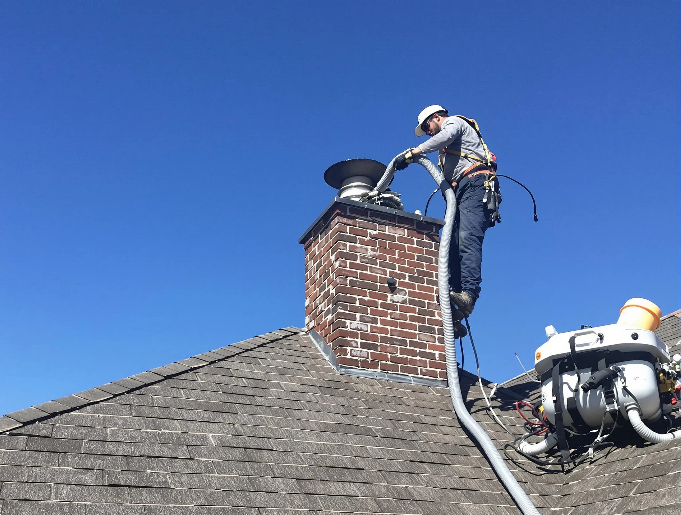 Dedicated Tarrant Chimney Sweep team member cleaning a chimney in Tarrant, AL