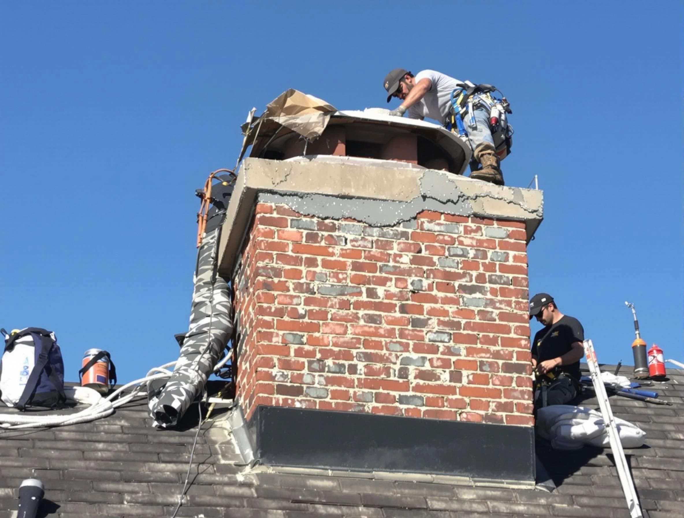 Tarrant Chimney Sweep installing a custom chimney crown in Tarrant, AL