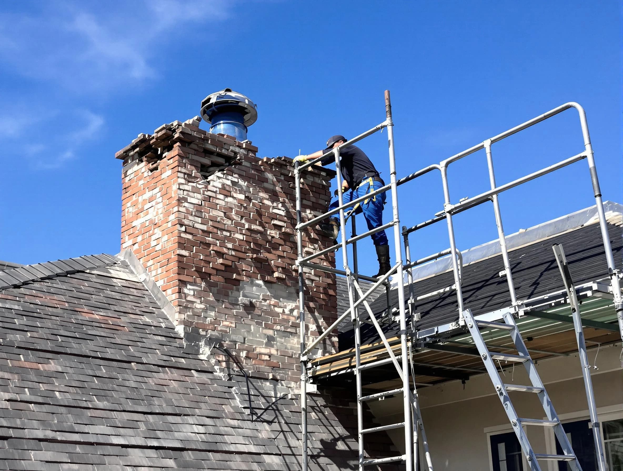 Rebuilding a chimney structure by Tarrant Chimney Sweep in Tarrant, AL