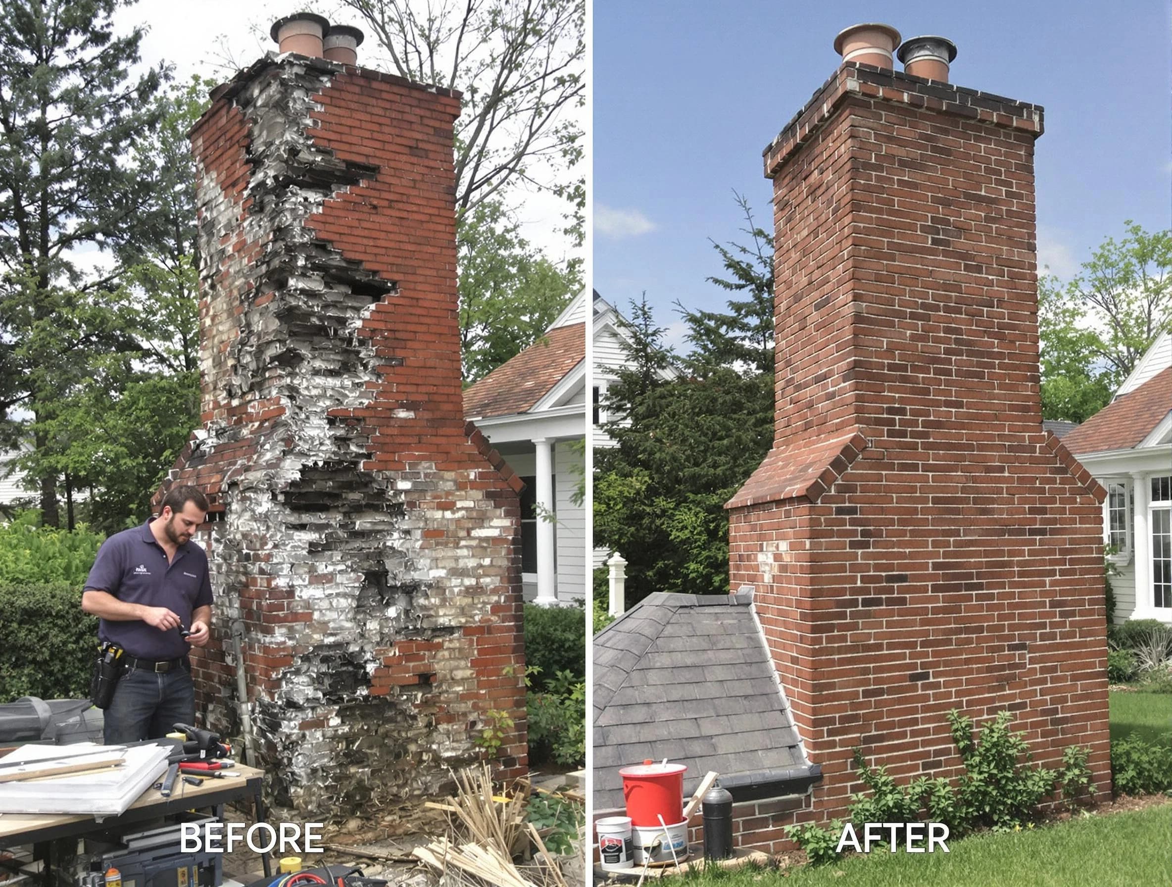 Tarrant Chimney Sweep performing a full chimney restoration in Tarrant, AL