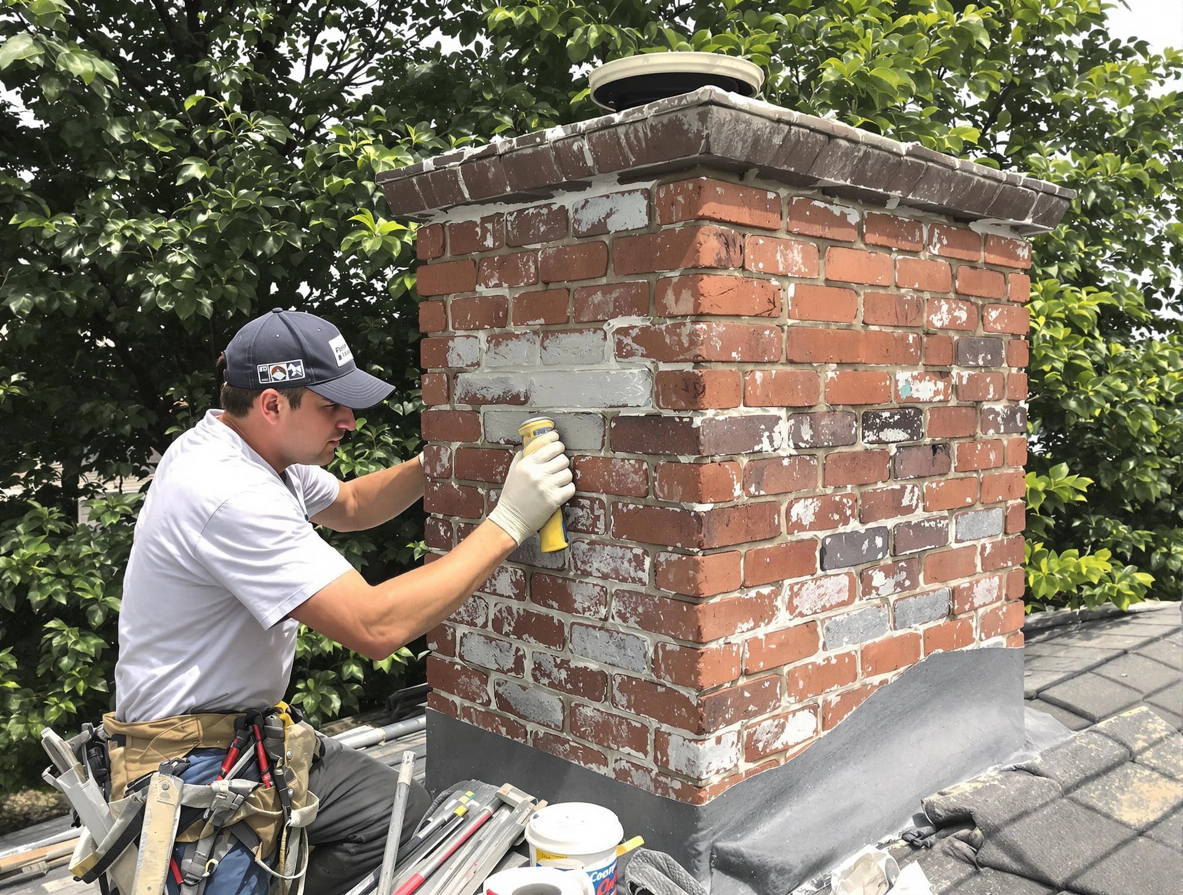 Tarrant Chimney Sweep restoring an aging chimney in Tarrant, AL