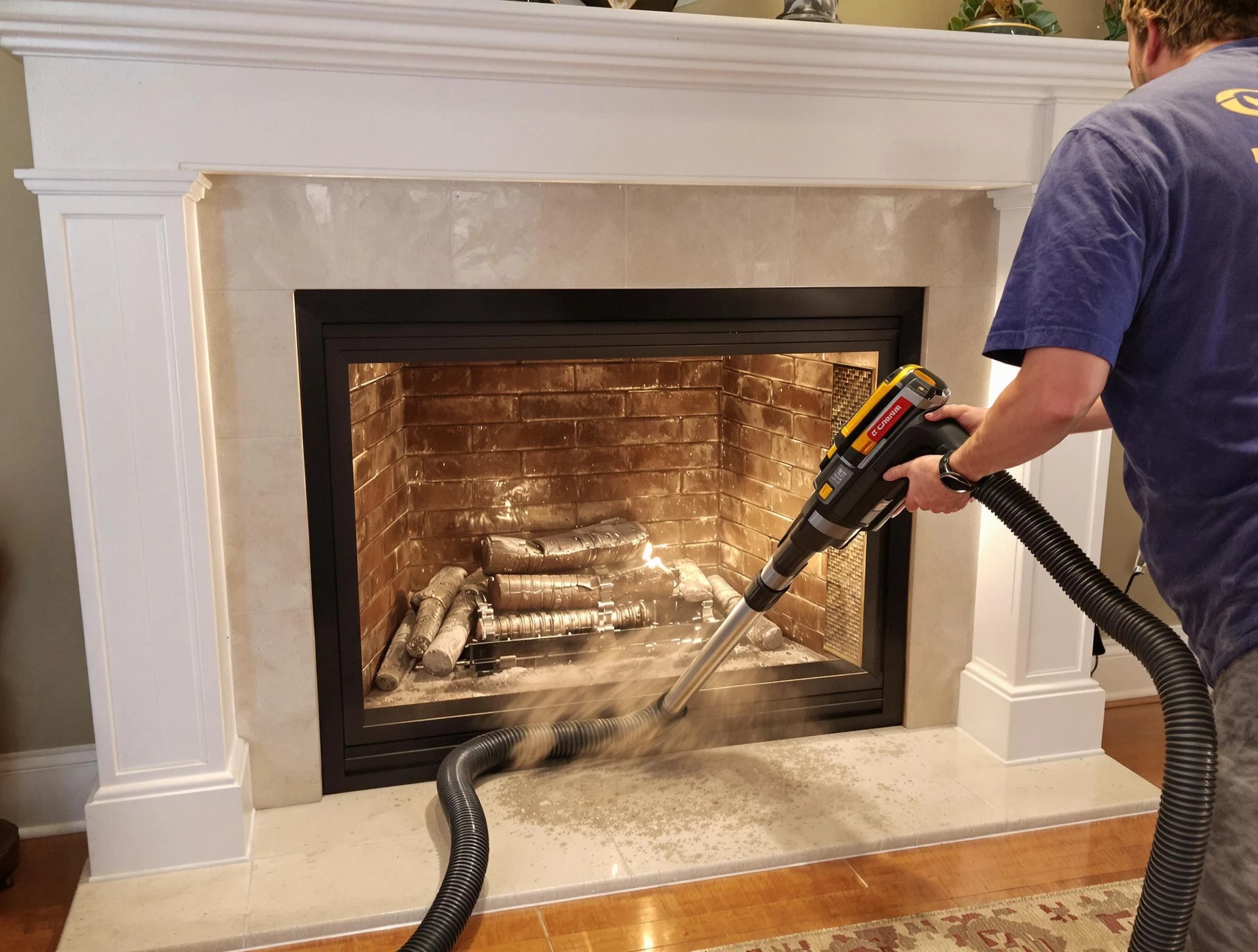 Fireplace cleaning performed by Tarrant Chimney Sweep in Tarrant, AL