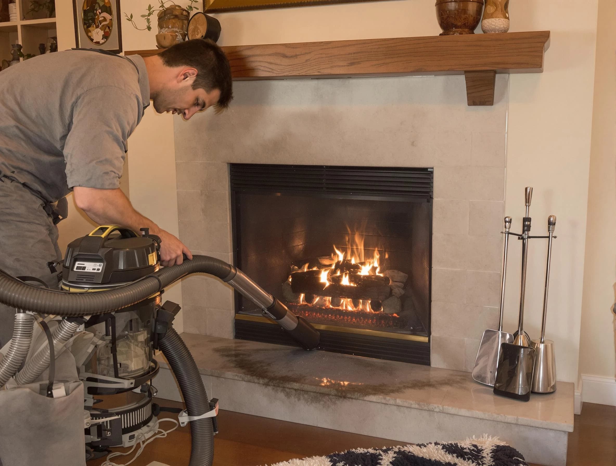 Routine fireplace upkeep by Tarrant Chimney Sweep in Tarrant, AL