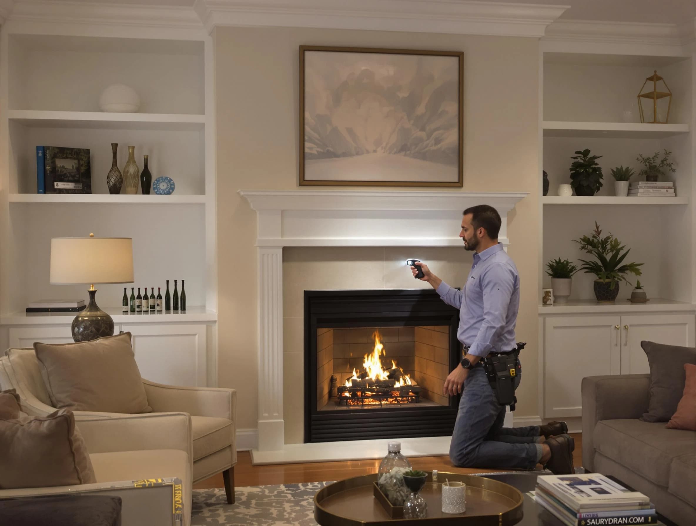 Tarrant Chimney Sweep conducting a fireplace safety inspection in Tarrant, AL