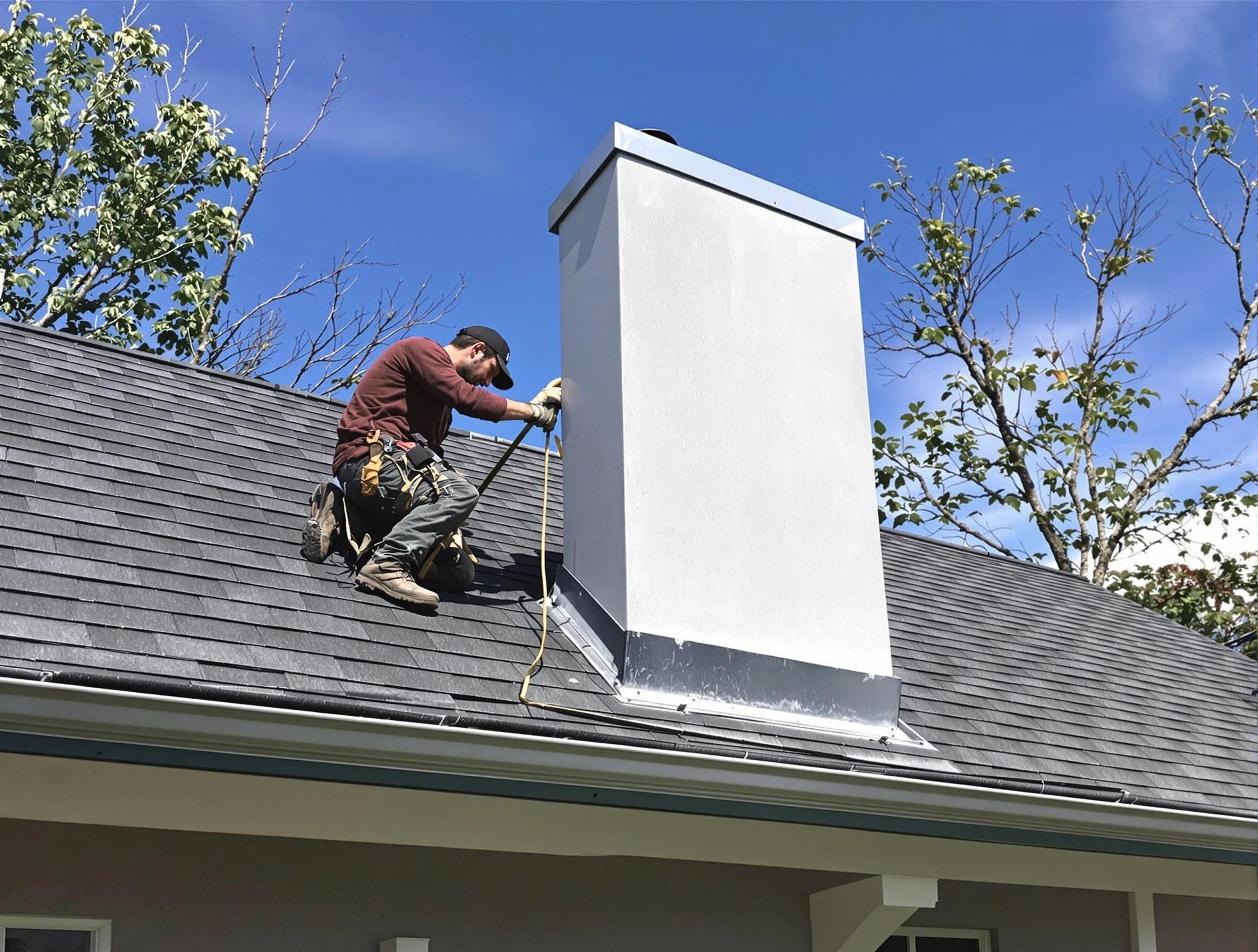 Tarrant Chimney Sweep team member finishing chimney construction in Tarrant, AL