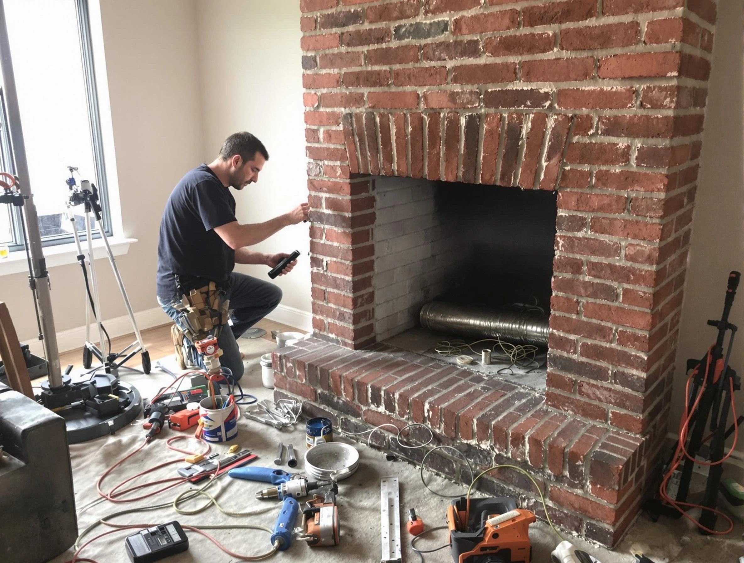Tarrant Chimney Sweep specialist finalizing chimney liner service in Tarrant, AL