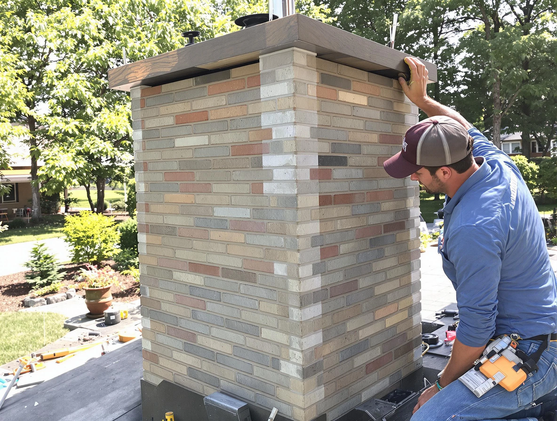 Tarrant Chimney Sweep completing a modern chimney remodel in Tarrant, AL