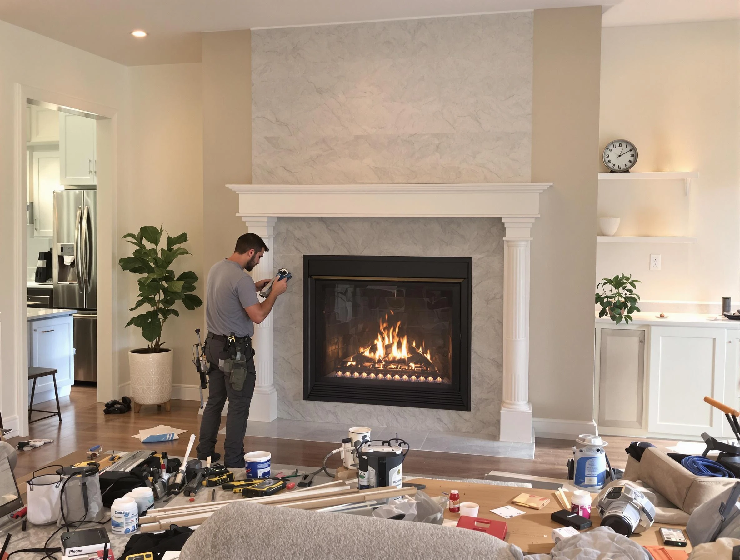 Newly installed fireplace by Tarrant Chimney Sweep in Tarrant, AL